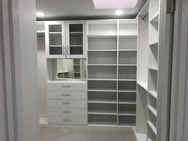 a view of an empty walk in closet