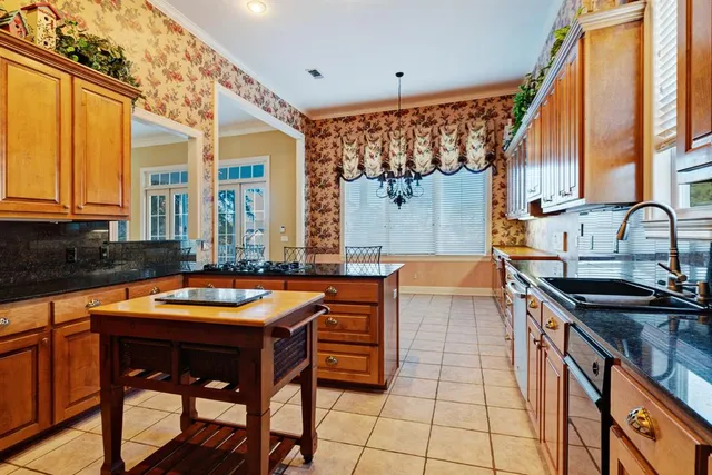 a kitchen with stainless steel appliances granite countertop a sink and a stove