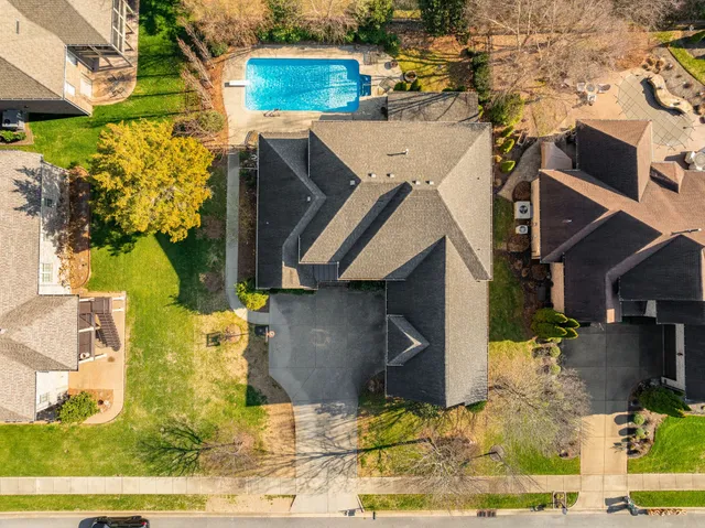 an aerial view of a house