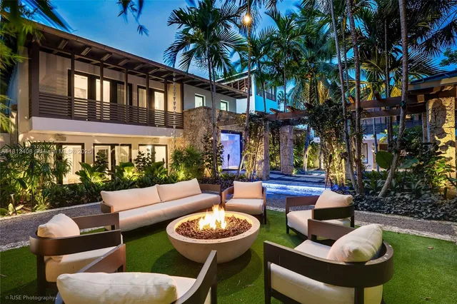 a building outdoor space with patio furniture