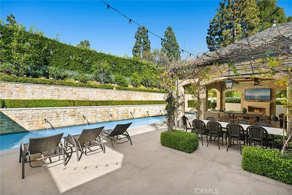 an outdoor view with patio