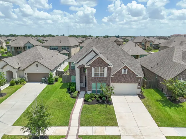 an aerial view of a house