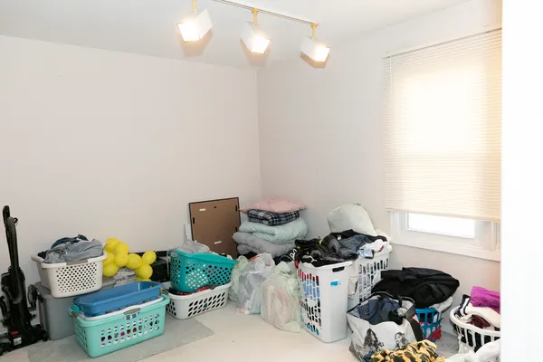 a room with toys and a window