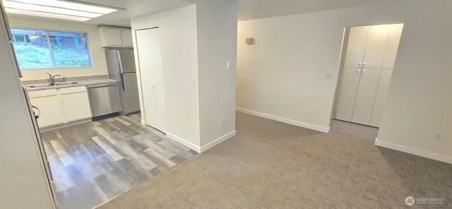 an empty room with windows