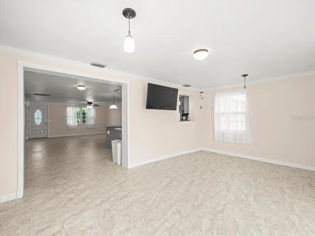 a view of a livingroom with a window