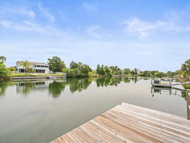 a view of a lake with houses