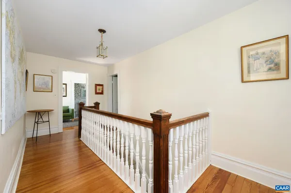 a view of an empty room with mountain view