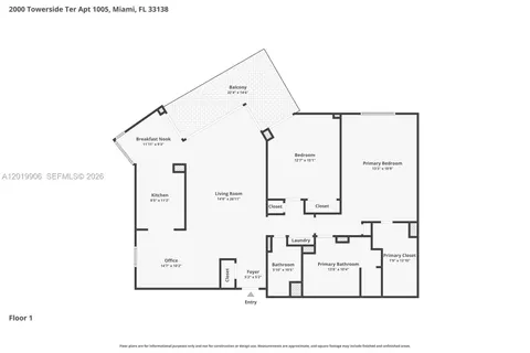 $399,995 | 2000 Towerside Terrace, Unit 311, Miami, FL 33138