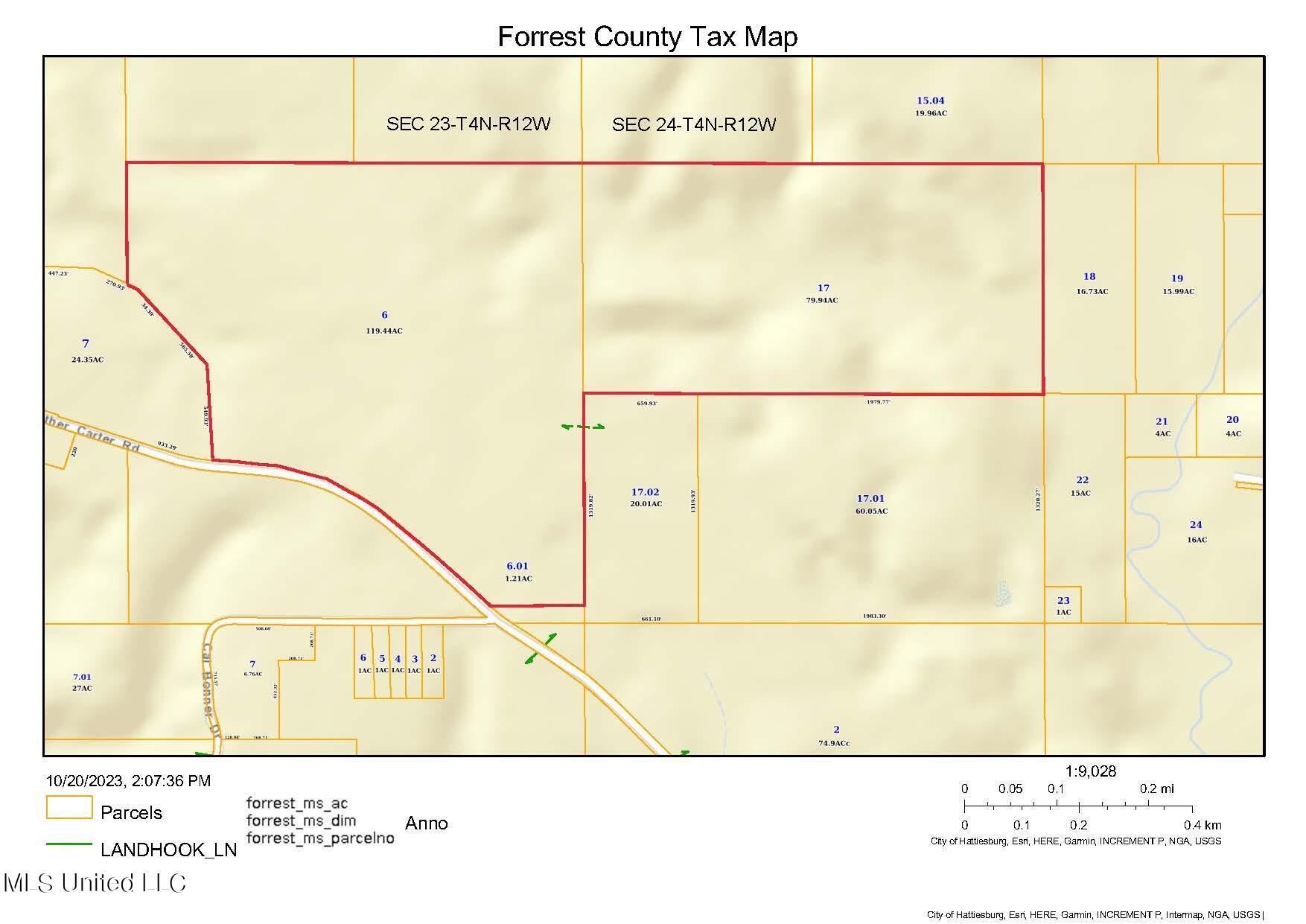 24 /- Acres Luther Carter Road Petal, MS 39465 - Photo 3 of 48 Forrest County Tax Map