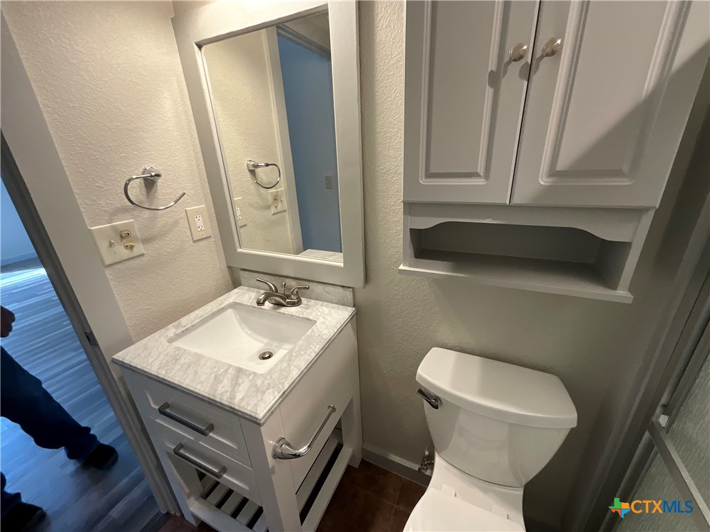 2301 Sumac Lane Cedar Park, TX 78613 - Photo 13 of 26 a bathroom with a sink a toilet a mirror and vanity