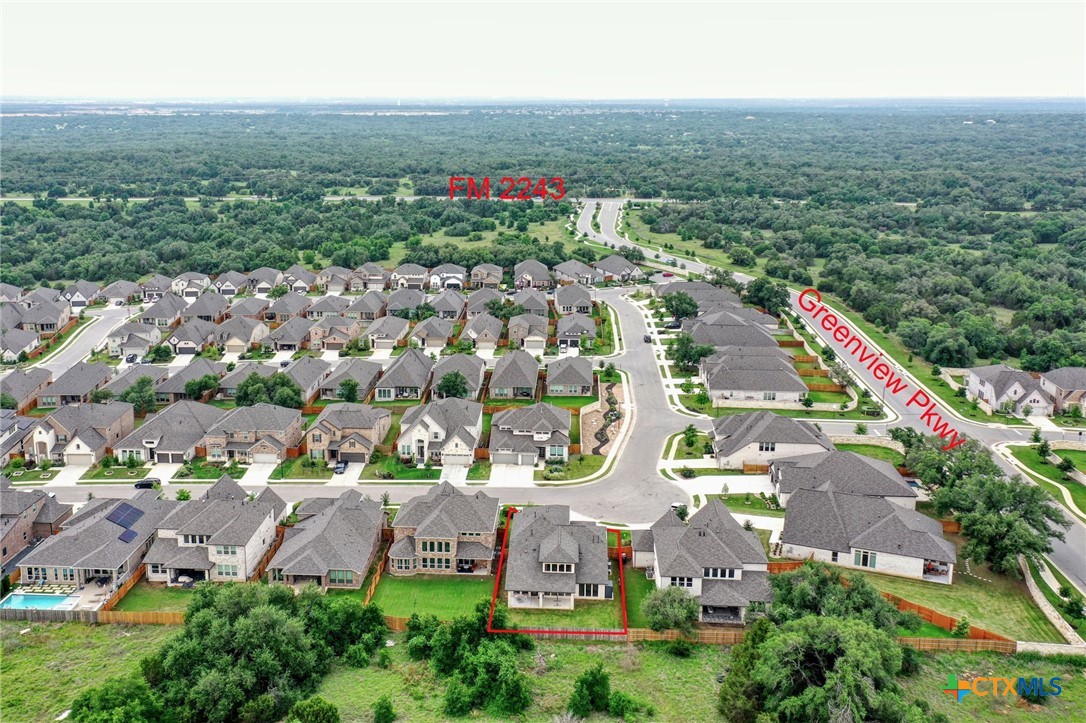 1401 Mulberry Oak Lane Georgetown, TX 78628 - Photo 28 of 30 Aerial perspective of suburban area with property boundaries highlighted
