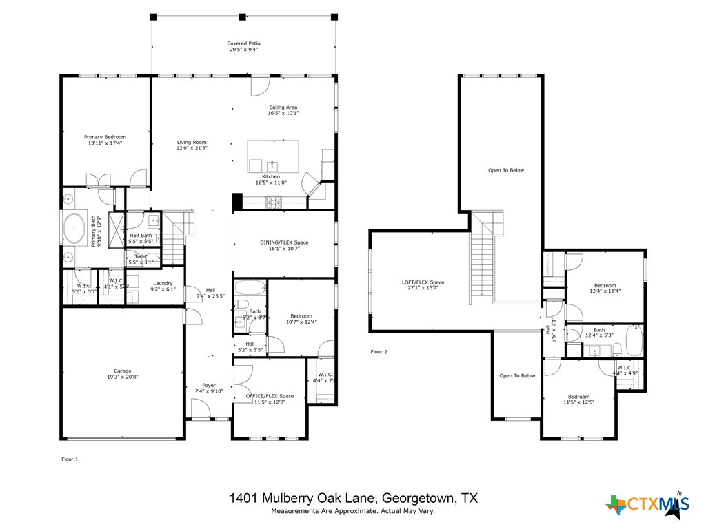 1401 Mulberry Oak Lane Georgetown, TX 78628 - Photo 30 of 30 First and second Floorplan