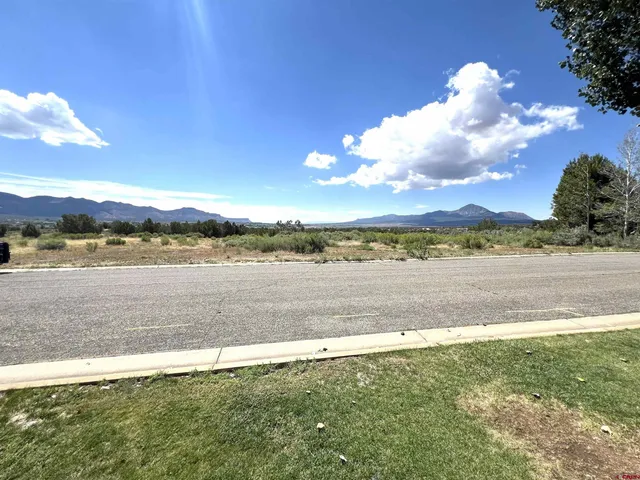 a view of a lake with houses in the background