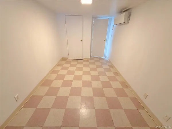 a view of a black white checkered floor