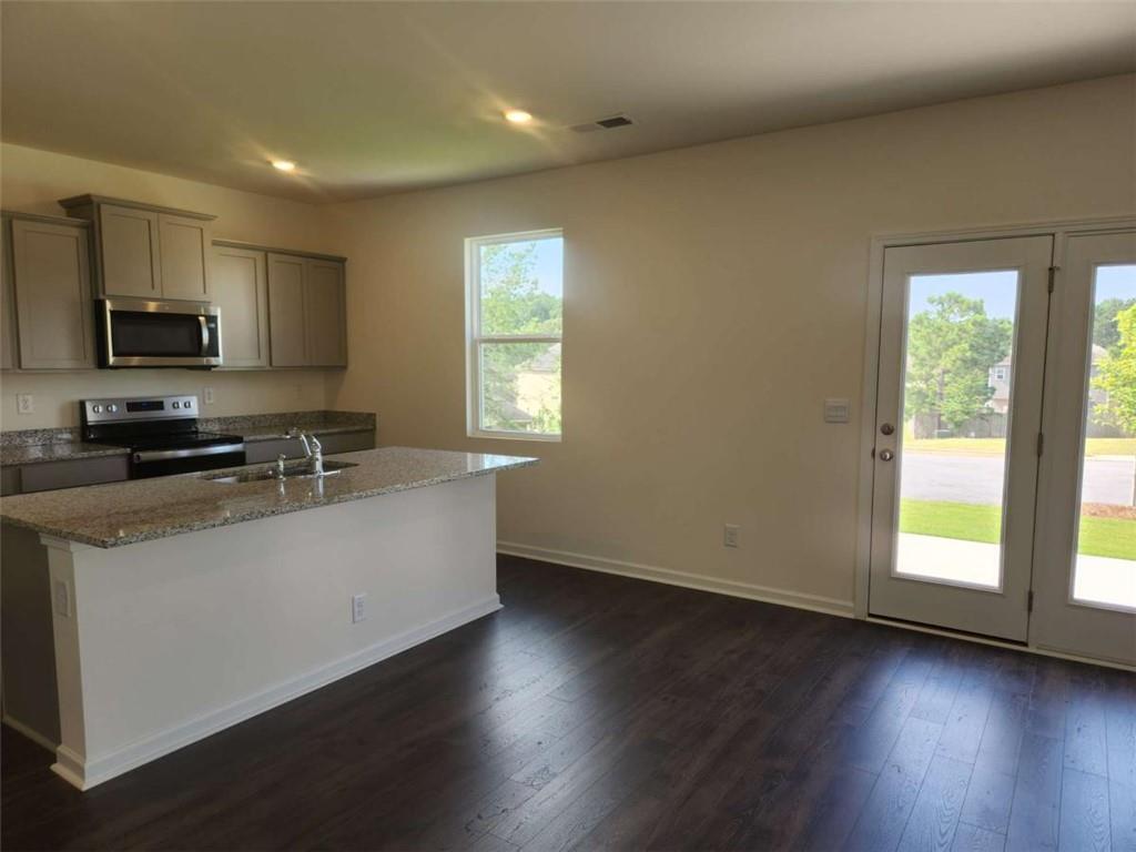 178 Aster Avenue Locust Grove, GA 30248 - Photo 30 of 36 a kitchen with hard wood floors a sink a window and appliances
