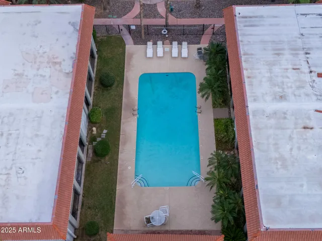 an aerial view of a house