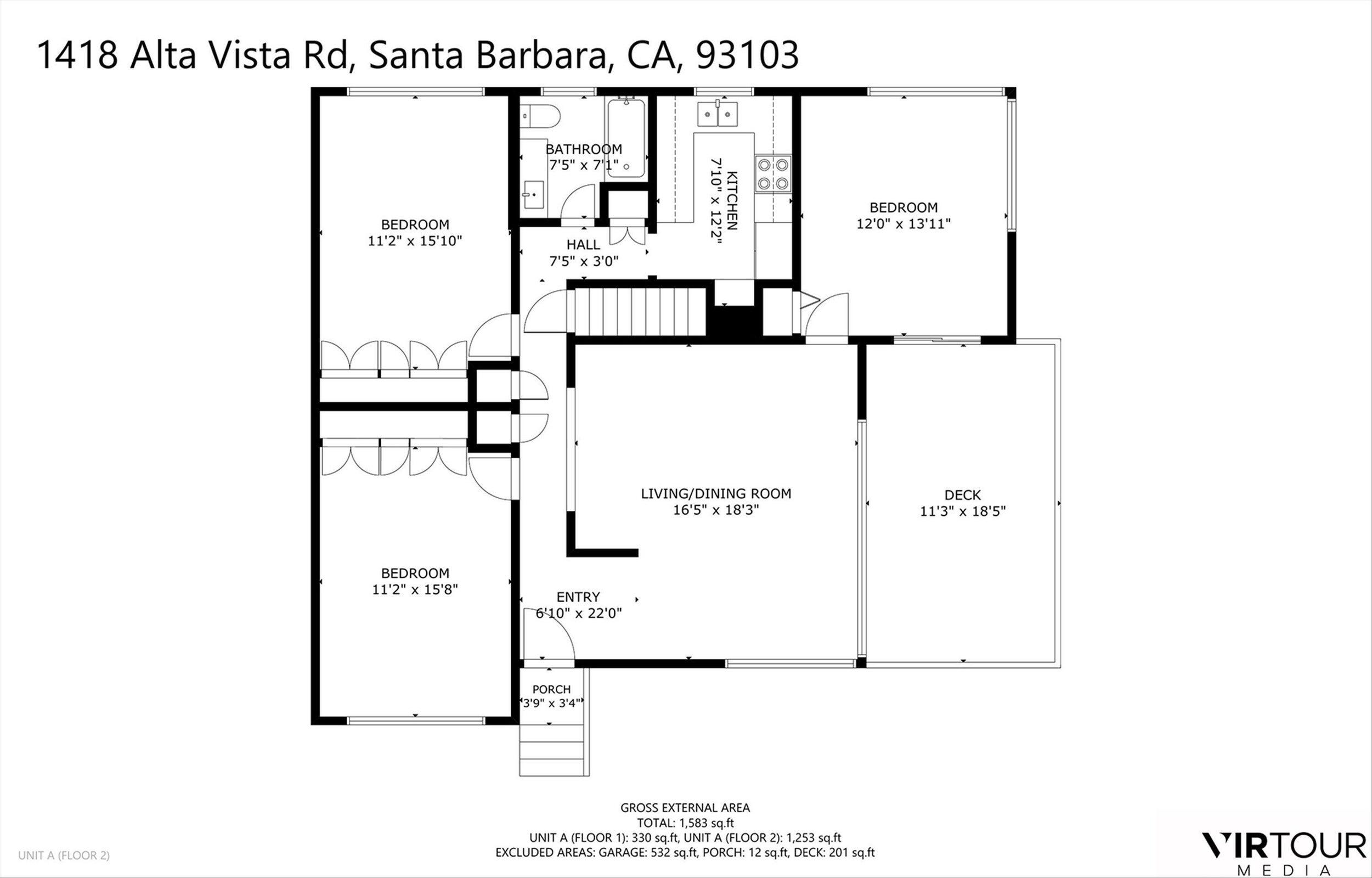 1418 Alta Vista Road, Unit A Santa Barbara, CA 93103 - Photo 31 of 31 84 Unit A floor plan 2nd floor