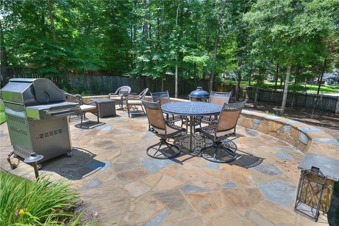 Flagstone patio with gas stub for the grill!