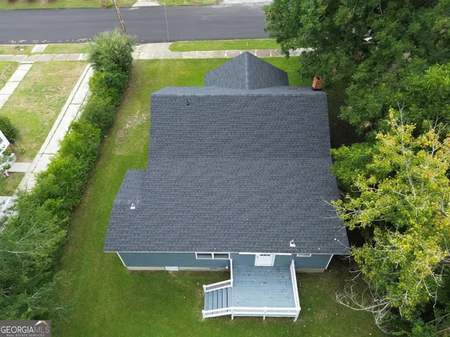 an aerial view of a house