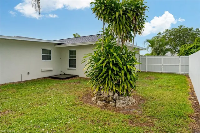 a view of a backyard with a plants