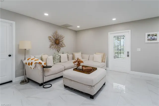 a living room with furniture