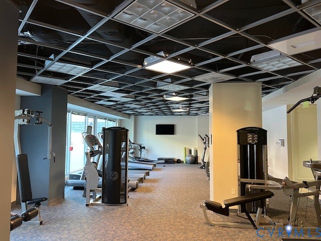 301 Virginia Street, Unit 1102 Richmond, VA 23219 - Photo 22 of 28 a view of a room with gym equipment