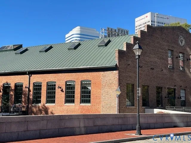 a front view of building with street
