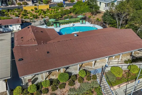 an outdoor view with patio