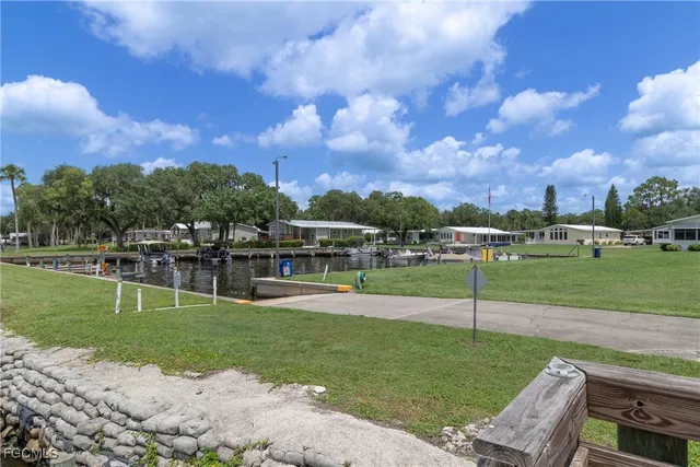 a view of a park and trees