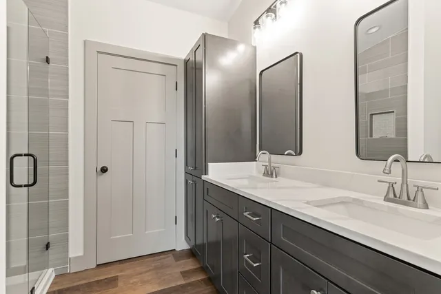 a bathroom with a shower