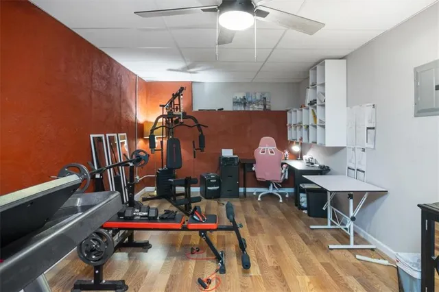a view of a room with gym equipment
