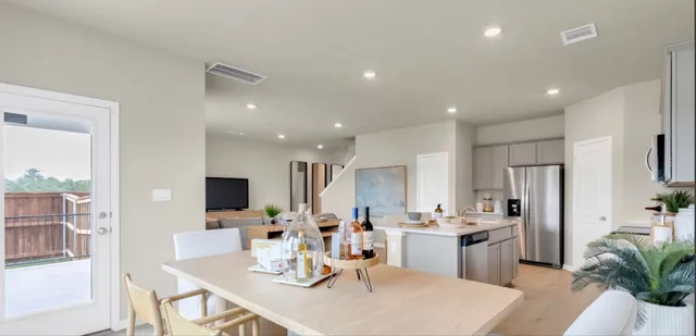 a large kitchen with lots of counter space