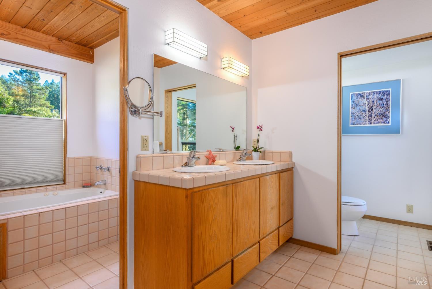 35402 Fly Cloud Road The Sea Ranch, CA 95497 - Photo 37 of 46 Main bath with jetted tub, separate shower and two sinks...