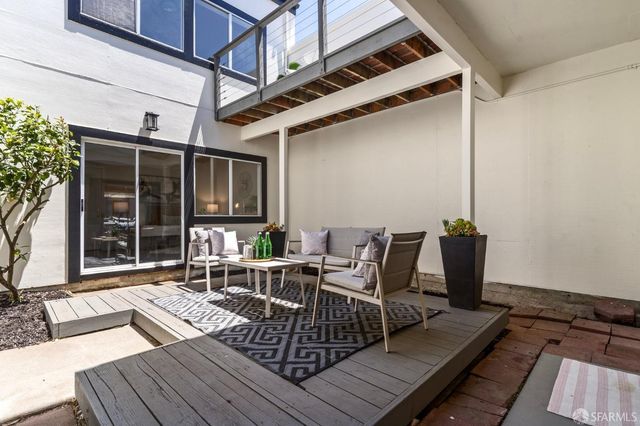 a view of an outdoor space with seating