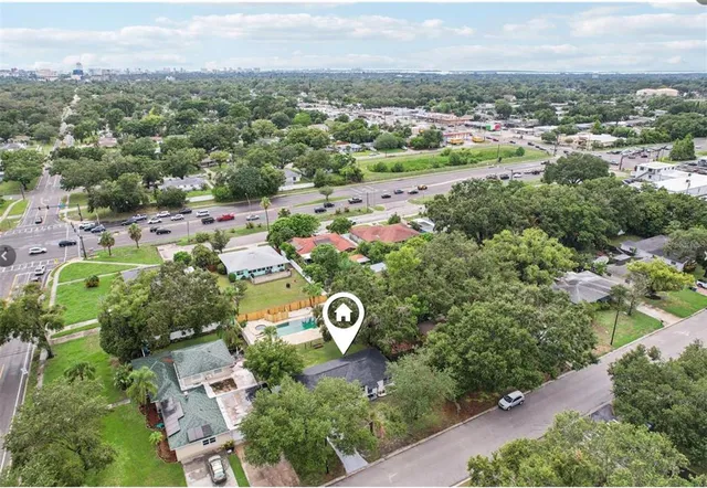 an aerial view of multiple house