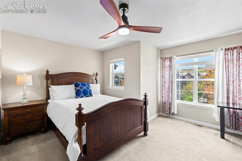 4073 Flash Point Colorado Springs, CO 80907 - Photo 12 of 20 a bedroom with a bed a window and potted plant on the dresser