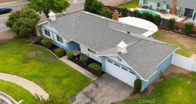 an aerial view of a house