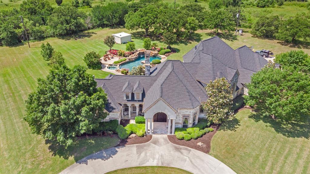 an aerial view of a house