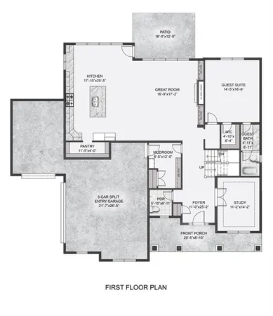 a picture of a bench in a white building