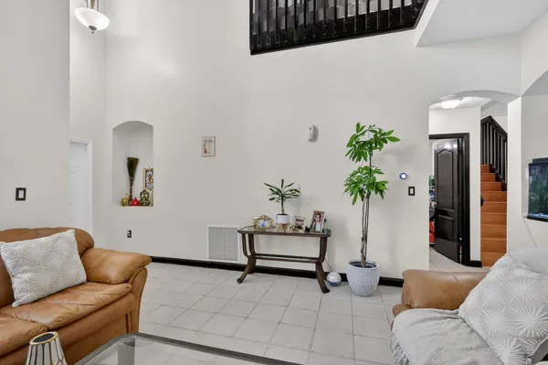 a living room with furniture