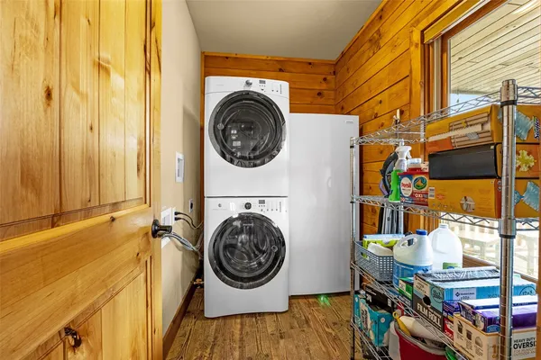 a utility room with dryer and washer