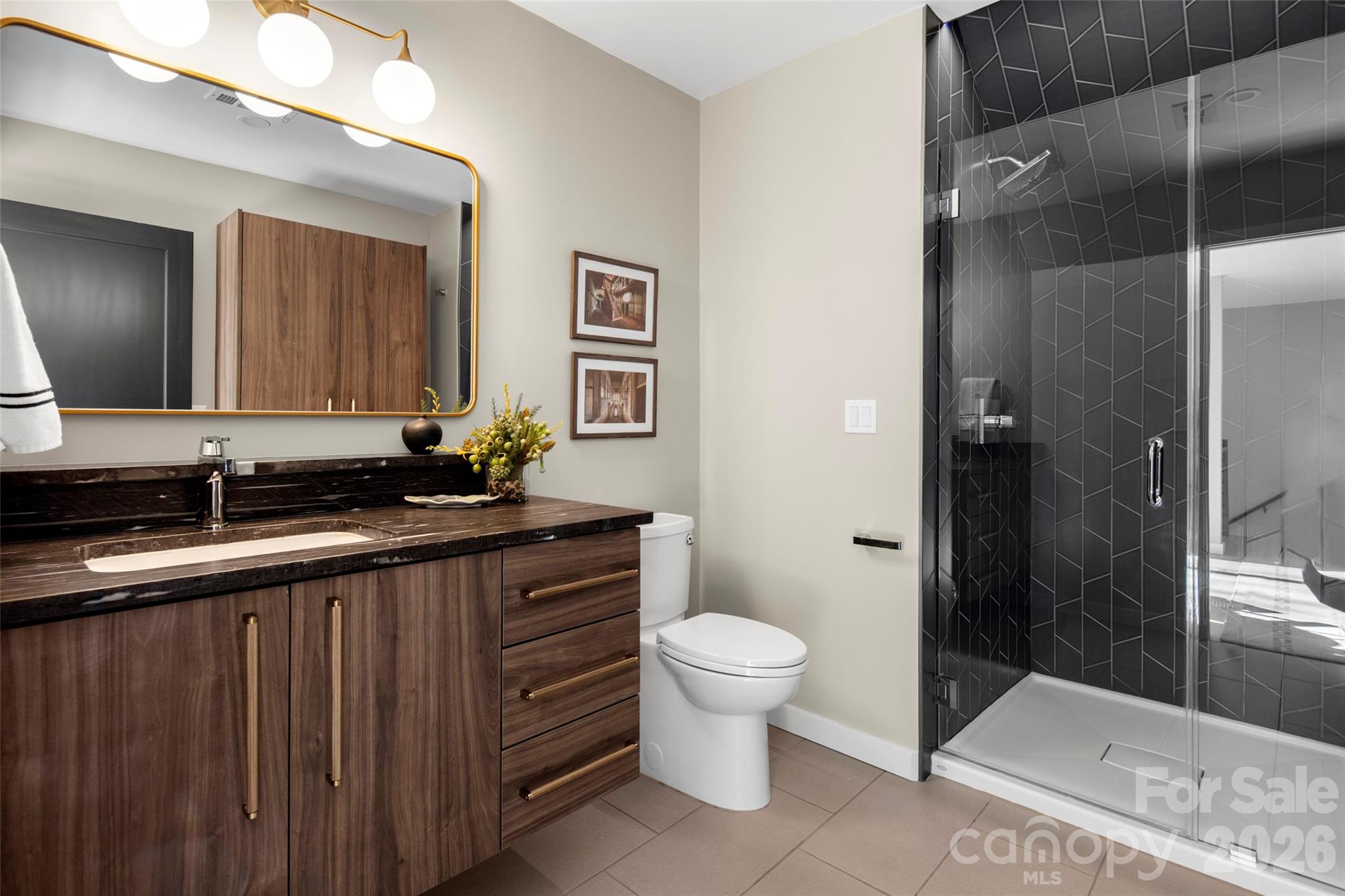 1202 Davis Mountain Road Hendersonville, NC 28739 - Photo 29 of 43 a bathroom with a sink a toilet and shower