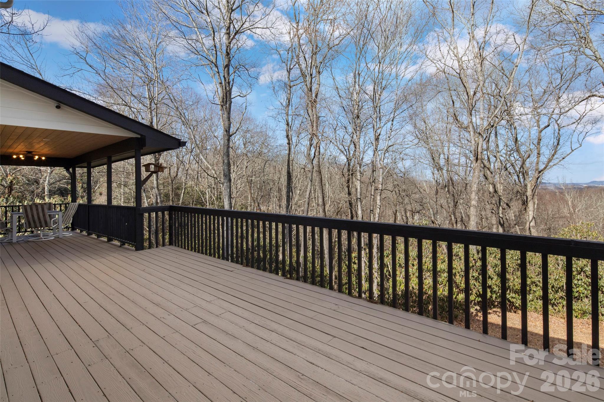 1202 Davis Mountain Road Hendersonville, NC 28739 - Photo 6 of 43 a balcony with wooden floor and outdoor space