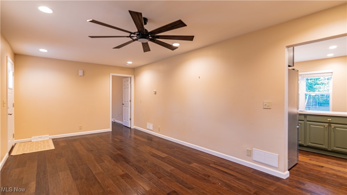 6264 Herbert Road Canfield, OH 44406 - Photo 13 of 47 Spare room featuring recessed lighting, dark wood finished floors, and ceiling fan