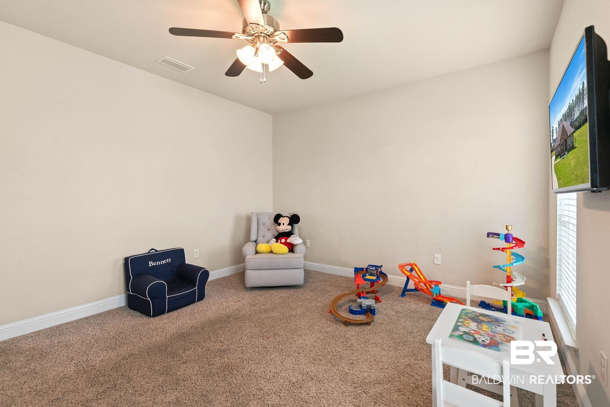 12750 B Jenkins Pit Road Daphne, AL 36527 - Photo 12 of 89 Recreation room with carpet flooring and a ceiling fan