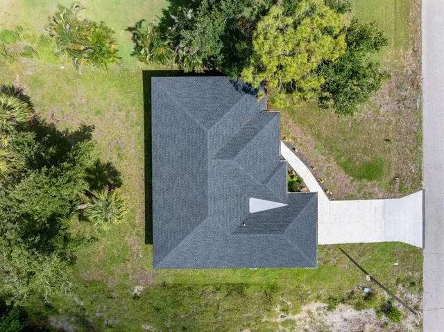 an aerial view of a house
