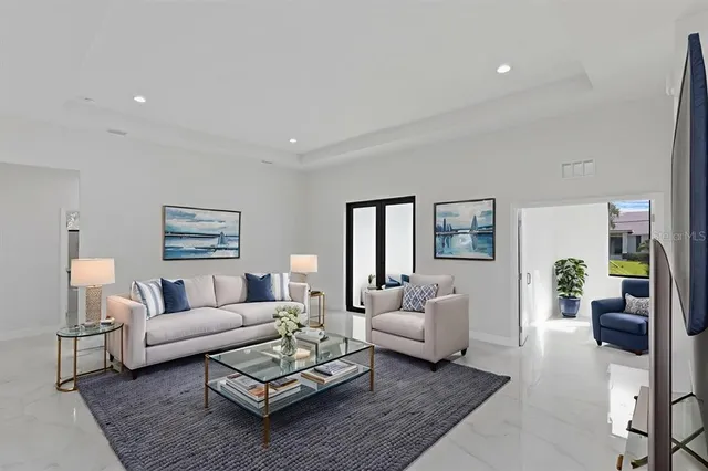 a living room with furniture