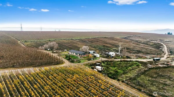 an aerial view of a house