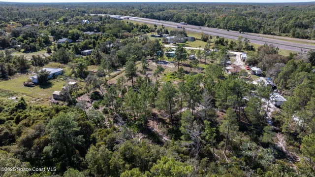 a view of a city with lush green forest