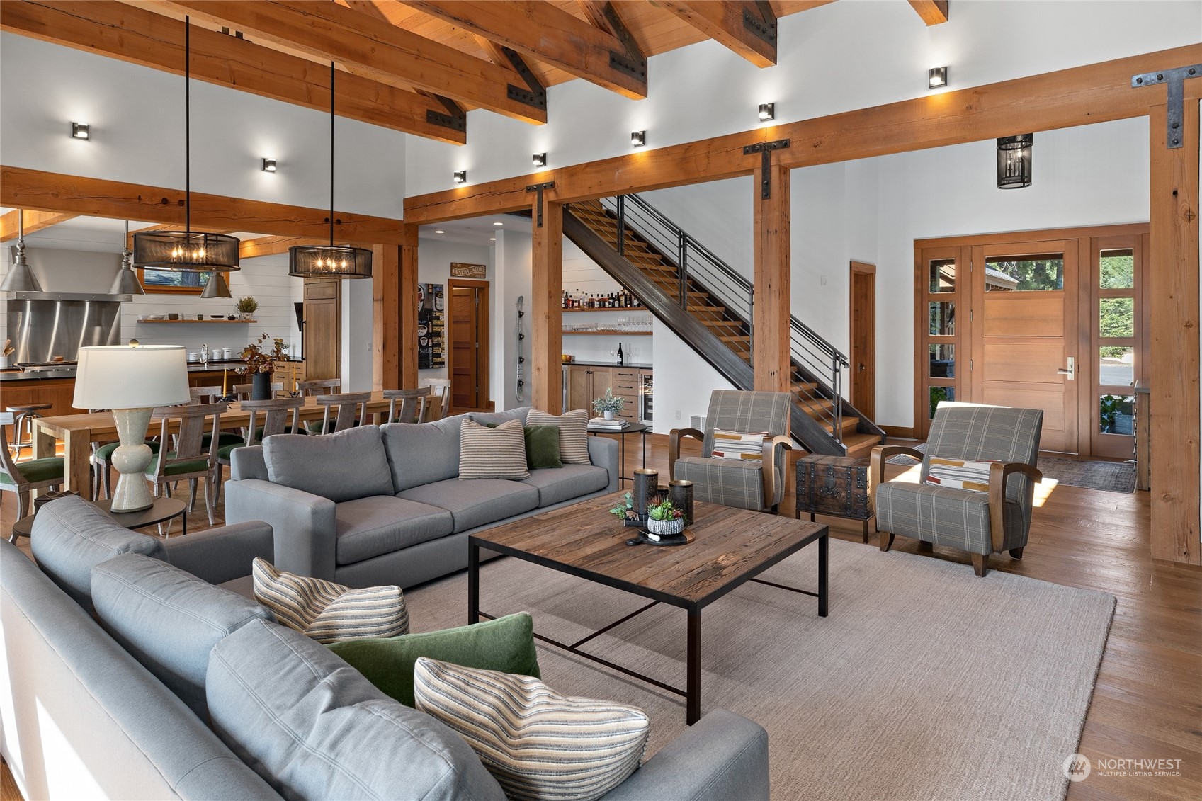 1040 Pinegrass Loop Cle Elum, WA 98922 - Photo 18 of 39 a living room with furniture kitchen view and a large window